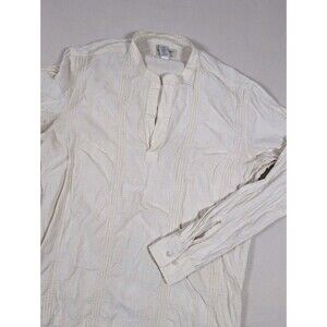 Banana Republic Men's Linen Collarless Long Sleeve Shirt Cream Size S Indian